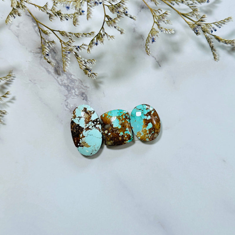 Small Sky Blue Mixed Royston Turquoise, Set of 3 Background