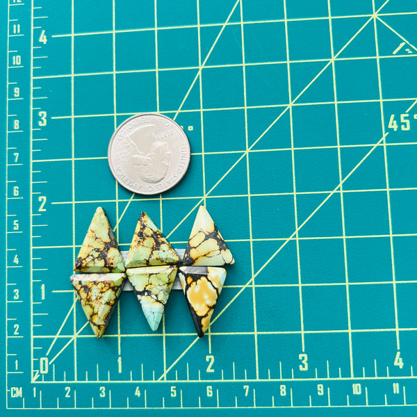 Medium Royal Orange Triangle Mixed Turquoise, Set of 6 Dimensions