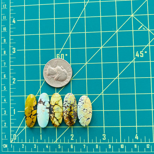 Medium Royal Orange Oval Mixed Turquoise, Set of 5 Dimensions