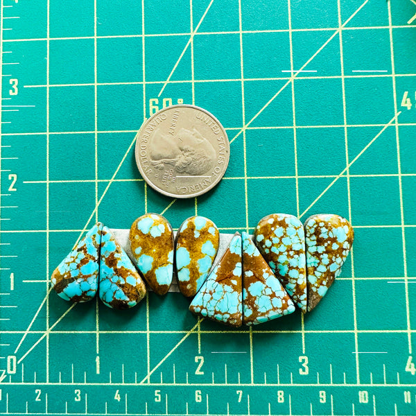 Medium Sky Blue Mixed Number 8 Turquoise, Set of 8 Dimensions