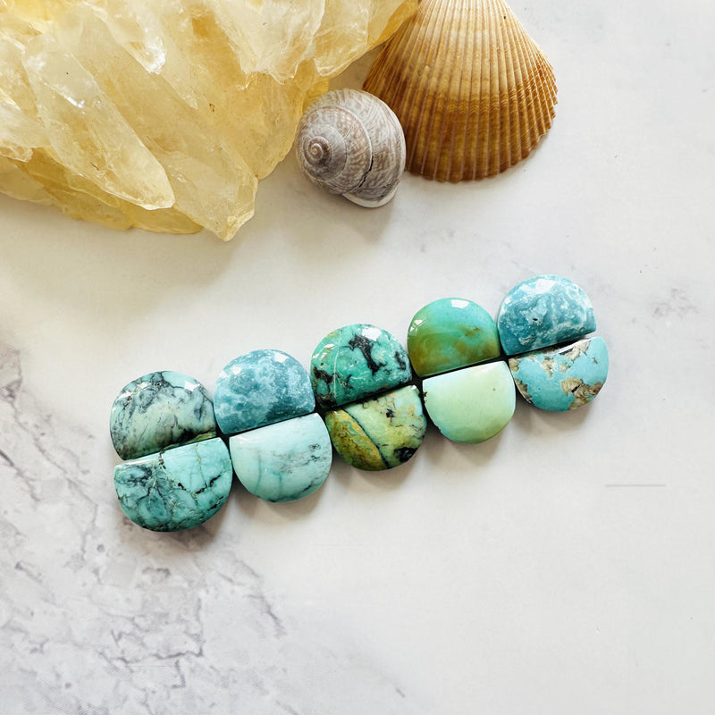 Small Mixed Half Moon Mixed Turquoise, Set of 10 Background