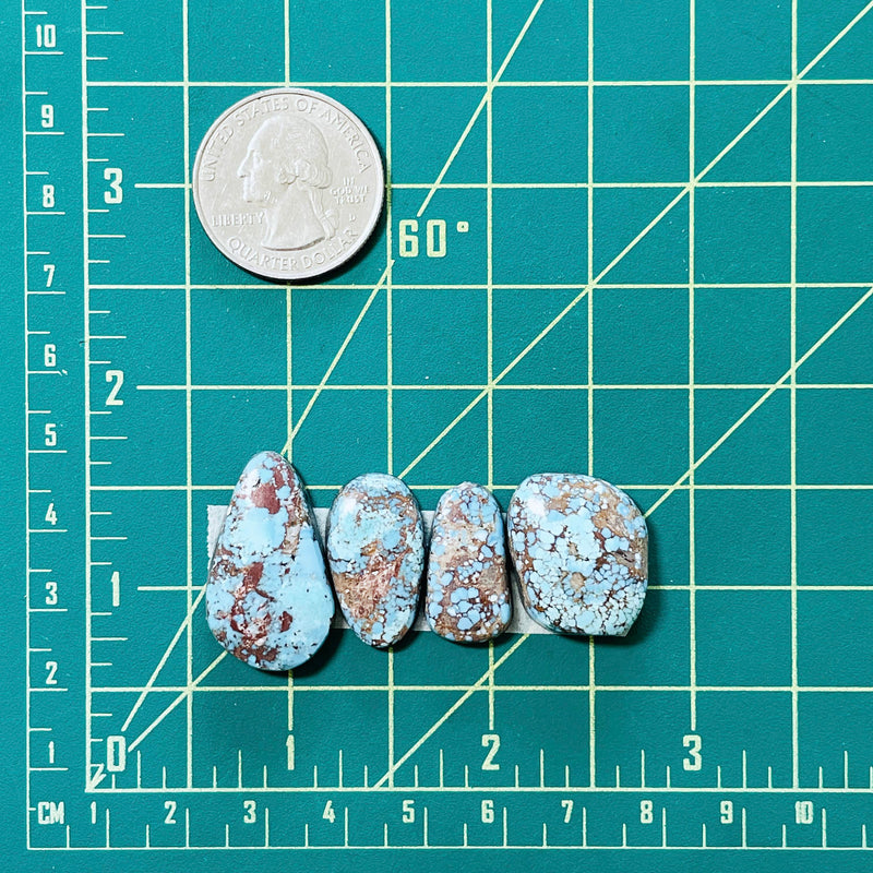 Large Sky Blue Mixed Golden Hills Turquoise, Set of 4 Dimensions