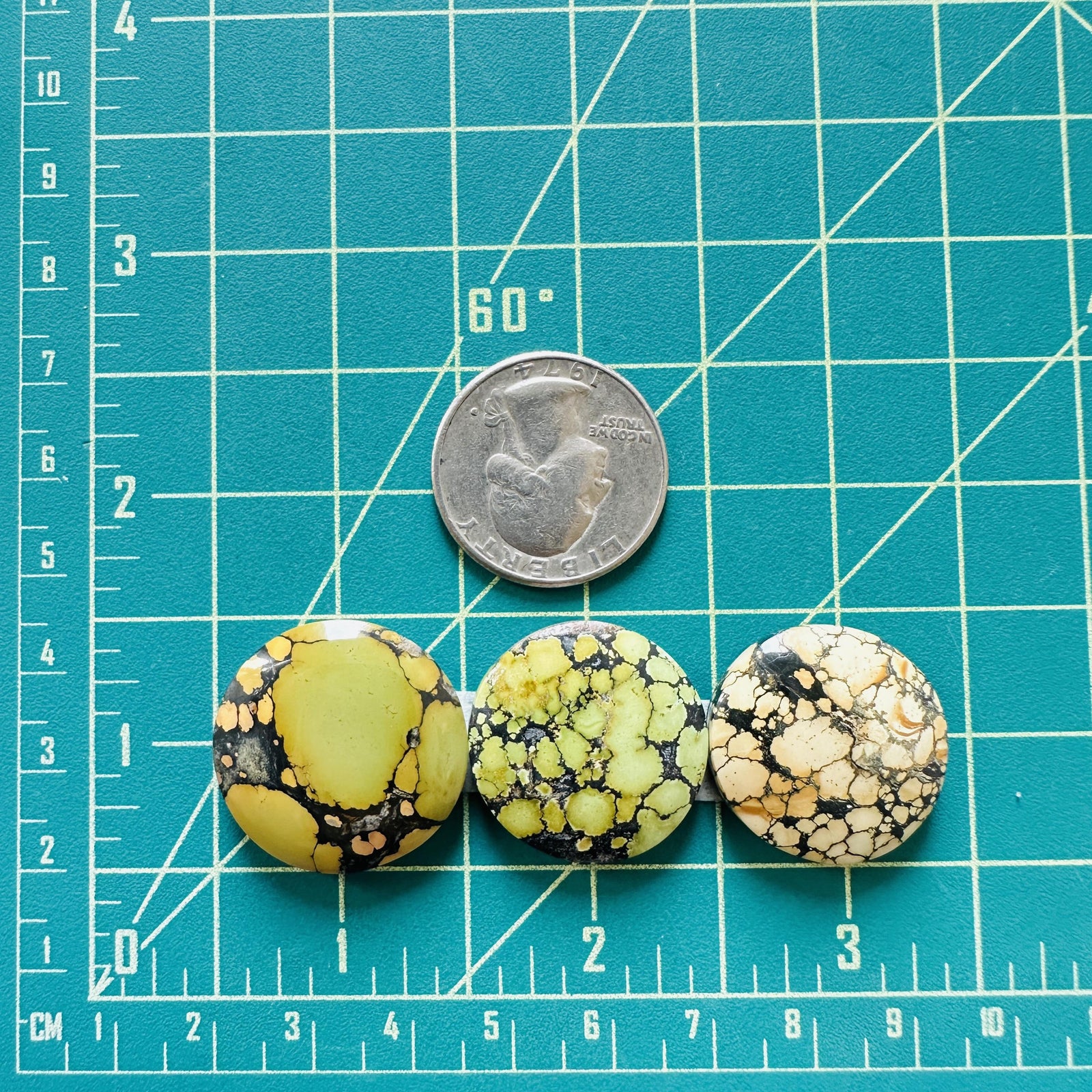 Large Mixed Round Treasure Mountain Turquoise, Set of 3