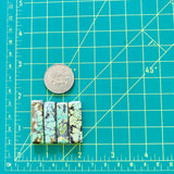 Large Faint Green Bar Mixed Turquoise, Set of 4 Dimensions