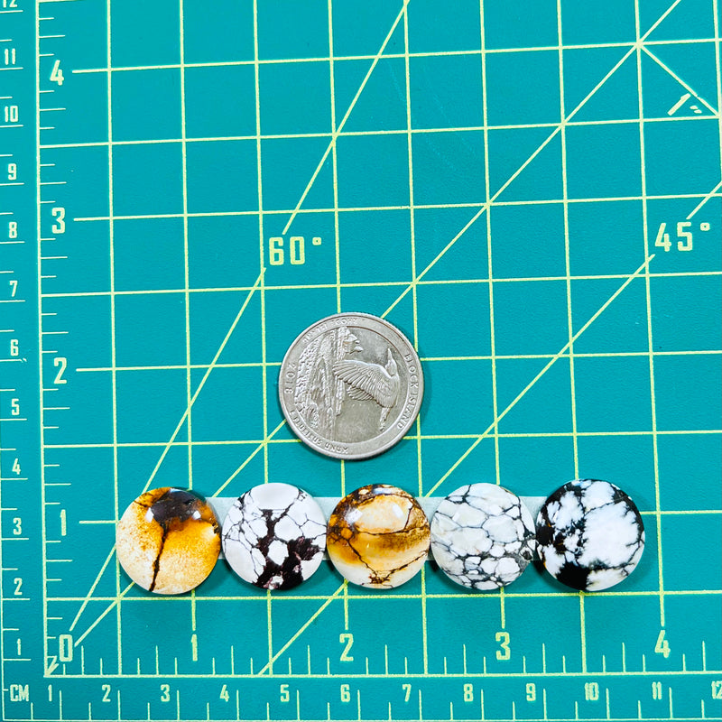 Medium Earth Brown Round Purple Lavender Variscite, Set of 5 Dimensions