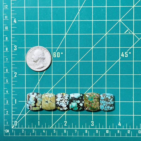 Small Mixed Barrel Mixed Turquoise, Set of 6 Dimensions