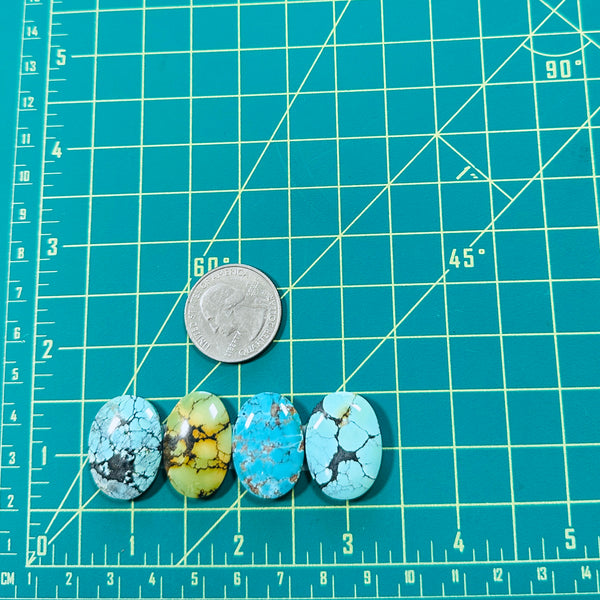 Medium Mixed Oval Mixed Turquoise, Set of 4 Dimensions