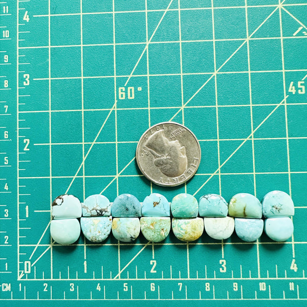 Small Mixed Half Moon Mixed Turquoise, Set of 16 Dimensions