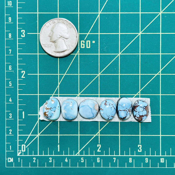 Small Sky Blue Mixed Golden Hills Turquoise, Set of 6 Dimensions