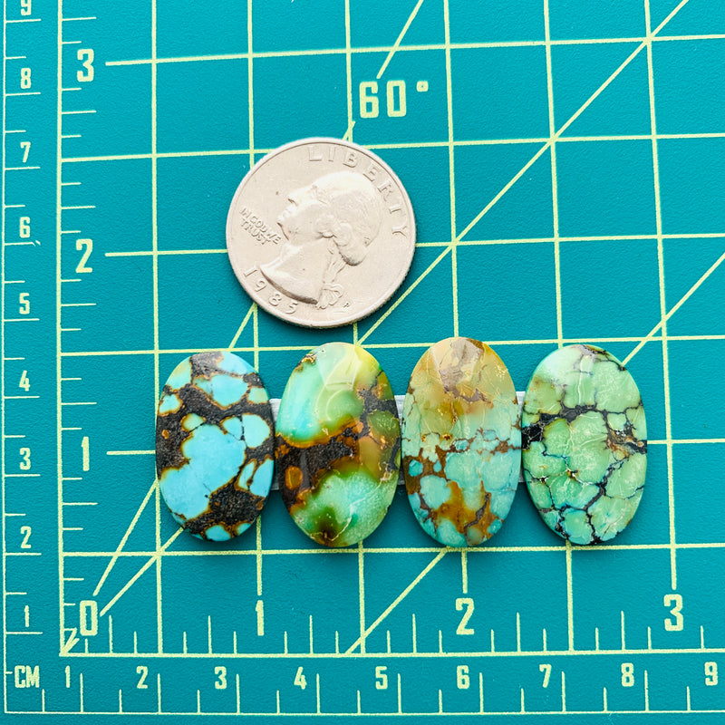 Medium Turquoise Oval Mixed Mixed, Set of 4 Dimensions