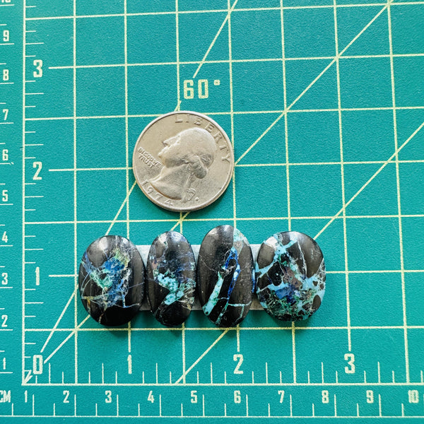 Medium Ocean Blue Mixed Yungai Turquoise, Set of 4 Dimensions