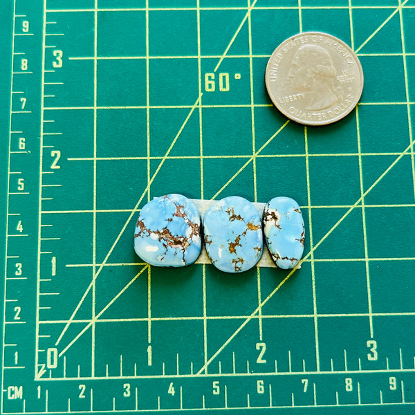 Small Sky Blue Freeform Golden Hills Turquoise, Set of 3 Dimensions