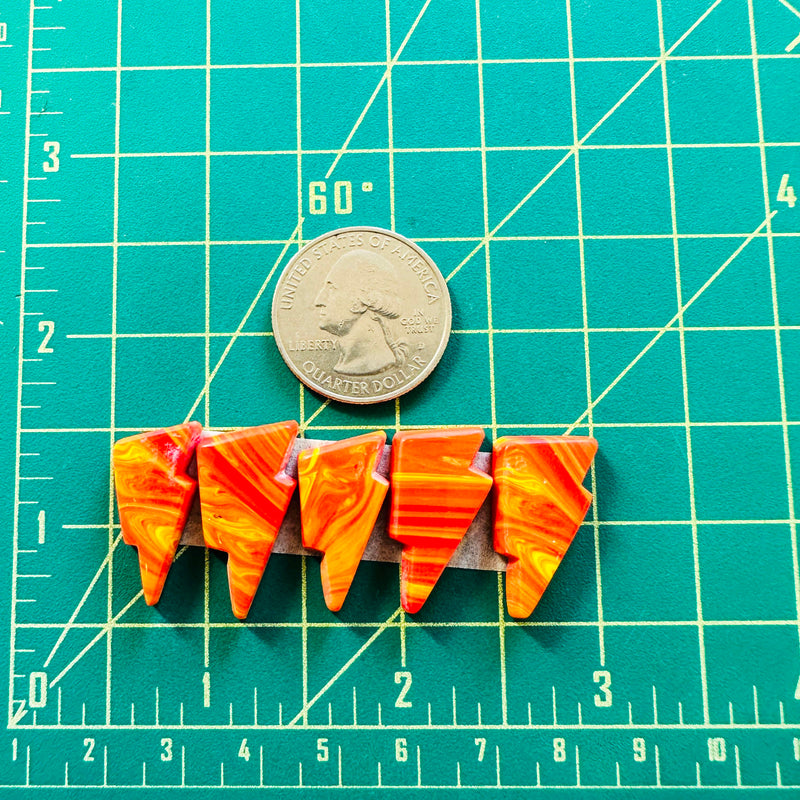 Medium  Red Lightning Bolt  Rosarita, Set of 5 Dimensions