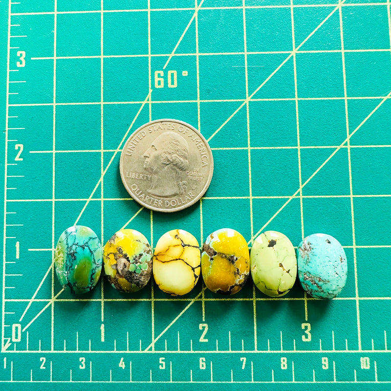 Small Mixed Oval Mixed Turquoise, Set of 6 Dimensions