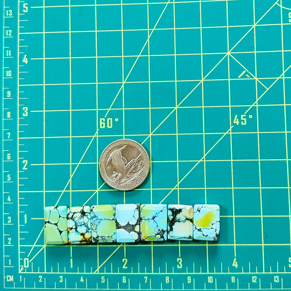 Small Mixed Bar Mixed Turquoise, Set of 7 Dimensions