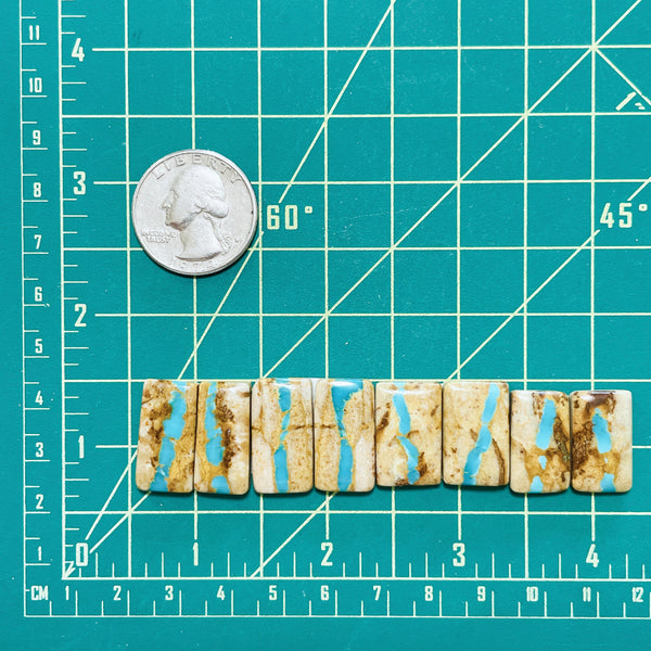Large Sky Blue Bar Royston Turquoise, Set of 8 Dimensions