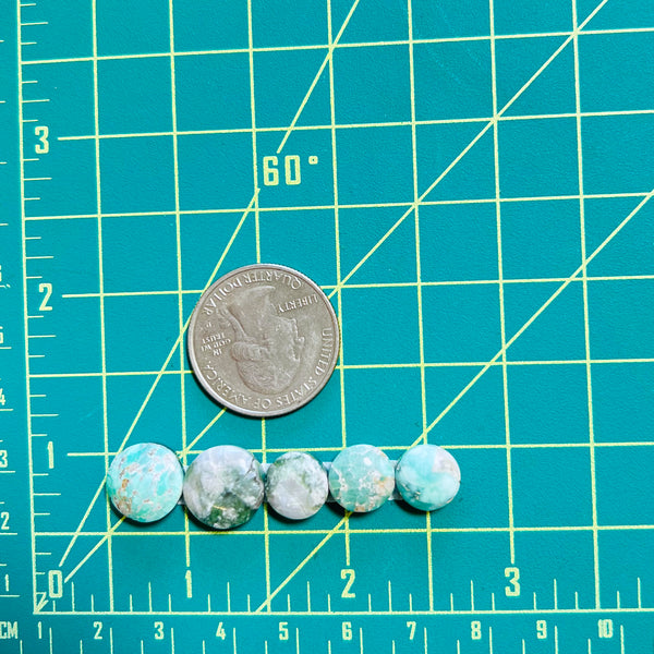 Small Mint Green Round Broken Arrow Variscite, Set of 5 Dimensions