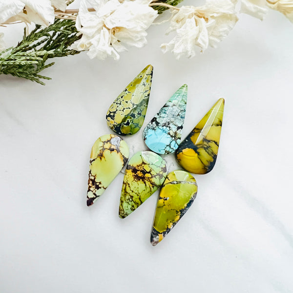 Medium Mixed Teardrop Mixed Turquoise, Set of 6 Background