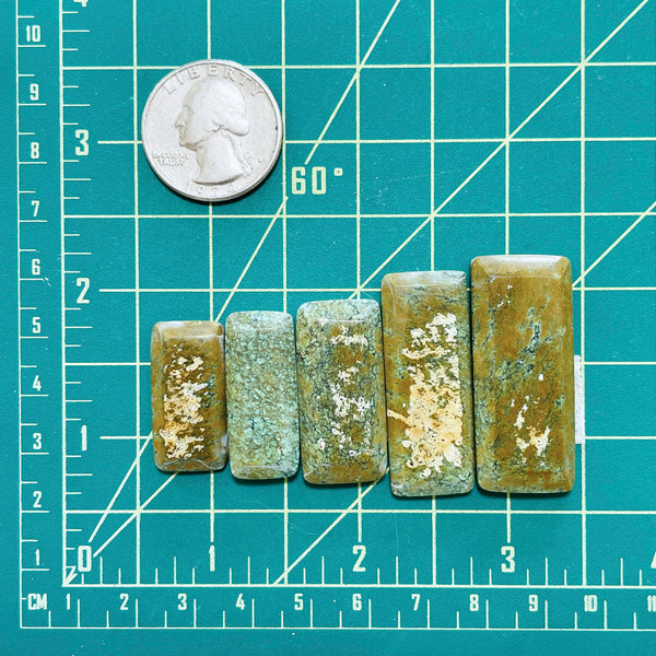 Large Sea Green Bar Milky Way Turquoise, Set of 5 Dimensions