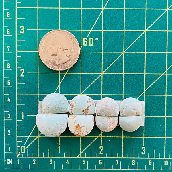 Small Sky Blue Half Moon Sand Hill Turquoise, Set of 8 Dimensions