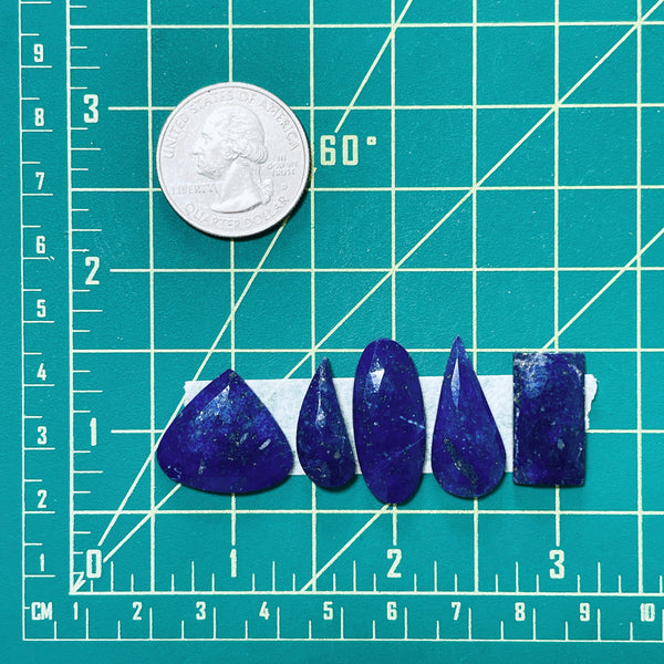 Medium Deep Blue Mixed Lapis Lazuli, Set of 5 Dimensions