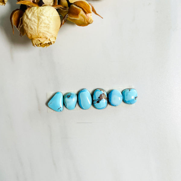 Small Sky Blue Mixed Golden Hills Turquoise, Set of 6 Background
