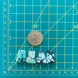 Medium Faint Green Trapezoid Mixed Turquoise, Set of 4 Dimensions