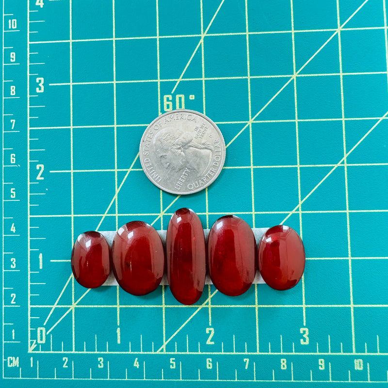 Medium Red Oval Rosarita, Set of 5 Dimensions