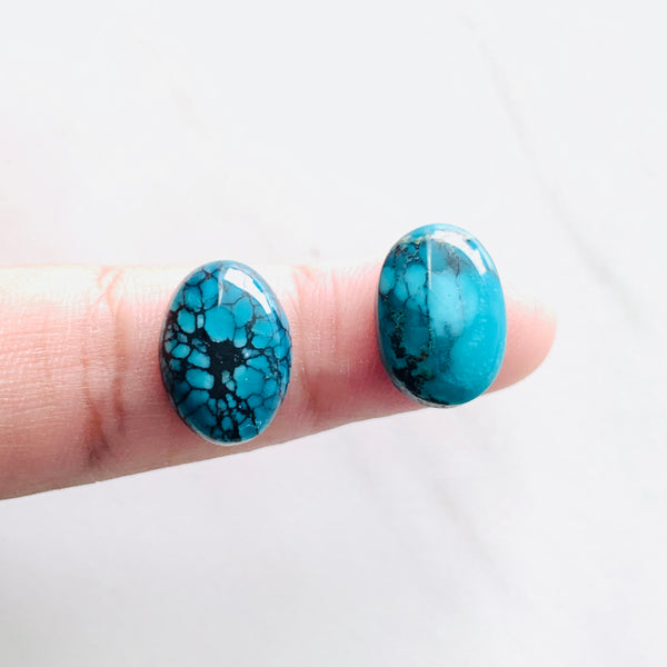 10x14mm Oval Yungai Turquoise Cabochons, Set of 2