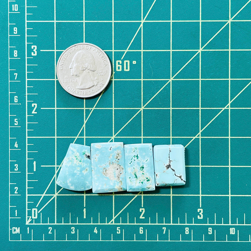 Large Sky Blue Mixed Sand Hill Turquoise, Set of 4 Dimensions