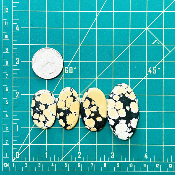 Large Yellow Oval Giraffe Turquoise, Set of 4 Dimensions