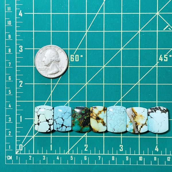 Medium Mixed Barrel Mixed Turquoise, Set of 7 Dimensions