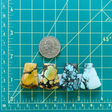 Large Mixed Freeform Mixed Turquoise, Set of 4 Dimensions