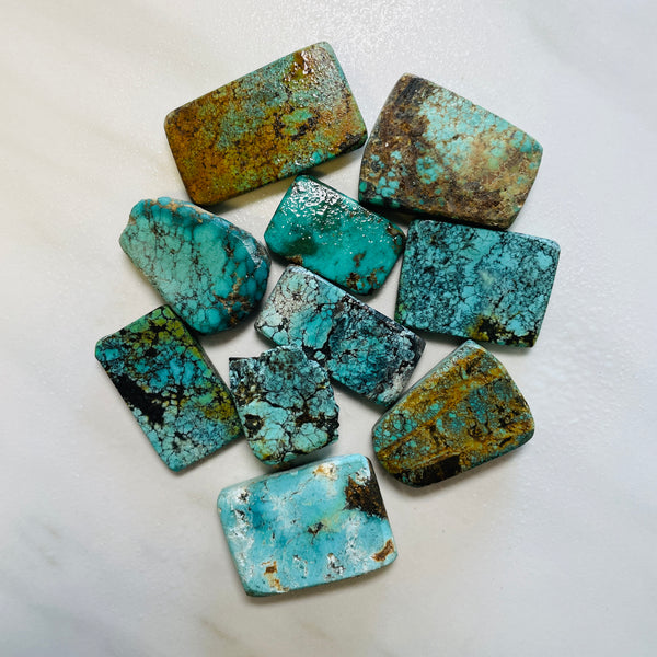 Ocean Blue Rough Natural Mixed Turquoise Slabs Background