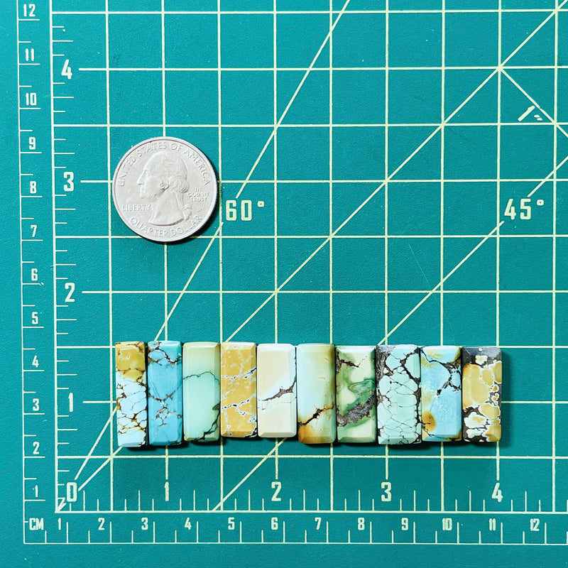 Large Mixed Bar Mixed Turquoise, Set of 10 Dimensions