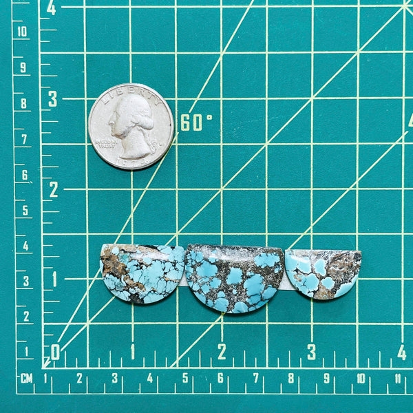 Large Sky Blue Half Moon Yungai Turquoise, Set of 3 Dimensions