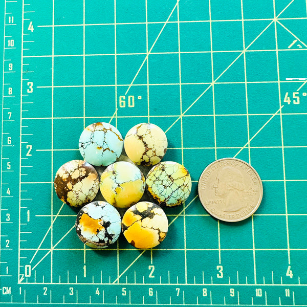 Medium  Mixed Round Mixed Turquoise, Set of 7 Dimensions