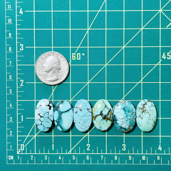 Medium Sky Blue Oval Mixed Turquoise, Set of 6 Dimensions