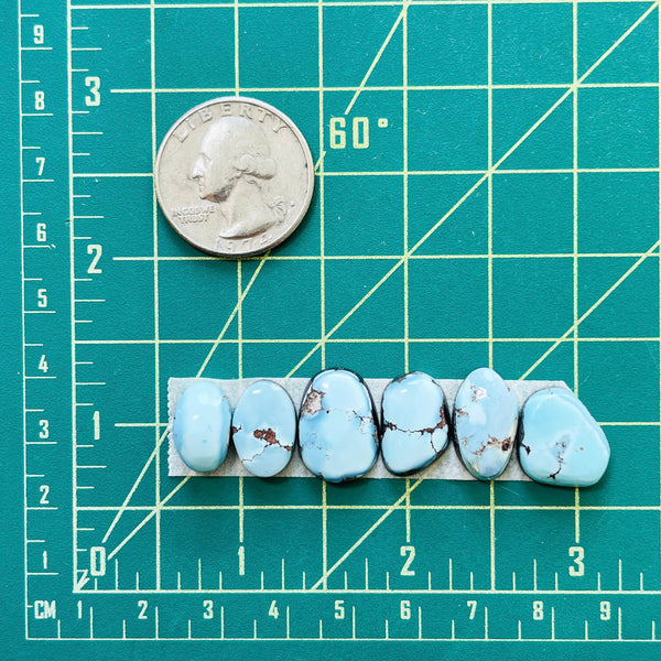 Medium Sky Blue Mixed Golden Hills Turquoise, Set of 6 Dimensions
