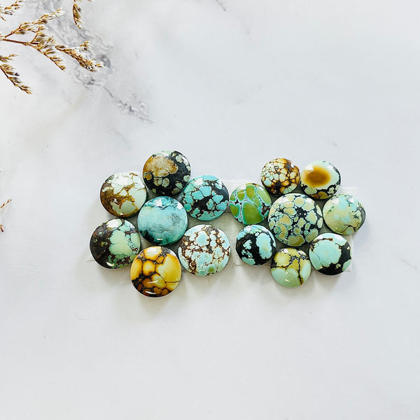 Small Mixed Round Mixed Turquoise, Set of 15 Background