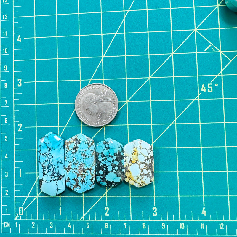 Large Sky Blue Hexagon Yungai Turquoise, Set of 4 Dimensions