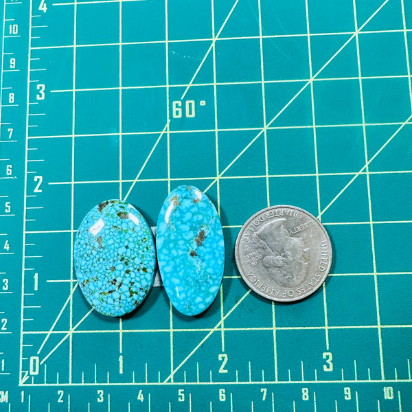 Large Ocean Blue Oval Kingman Turquoise, Set of 2 Dimensions