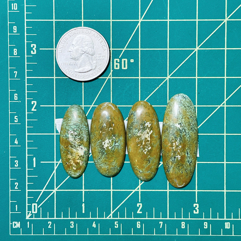 Large Faint Green Surfboard Treasure Mountain Turquoise, Set of 4 Dimensions