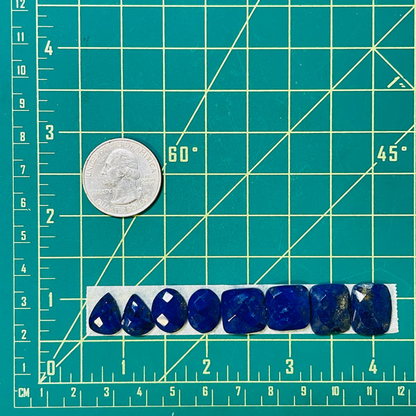 Small Deep Blue Mixed Lapis Lazuli, Set of 8 Dimensions