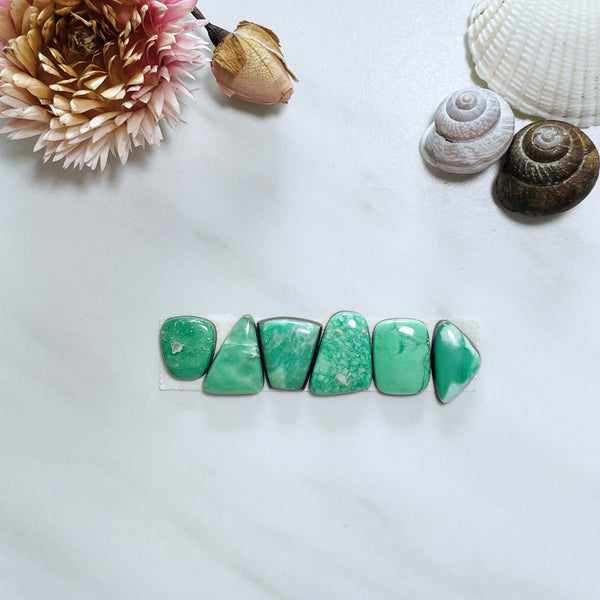 Small Mint Green Mixed Lucid Variscite, Set of 6 Background