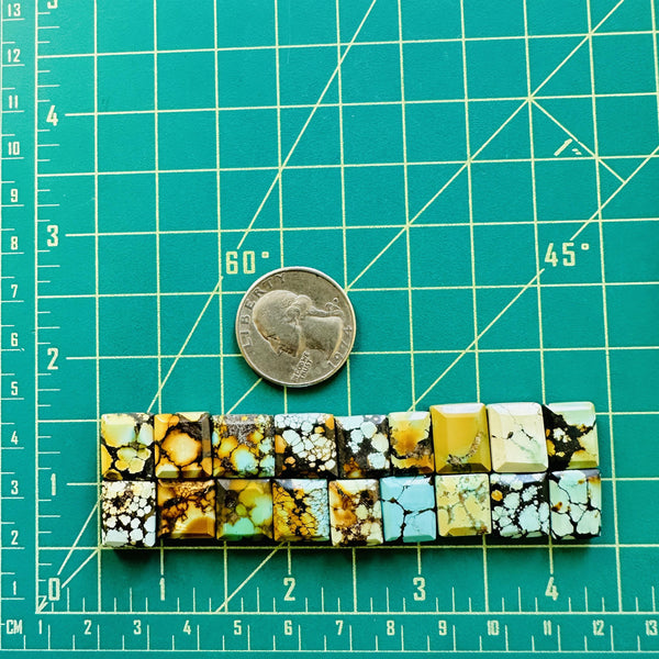 Small Mixed Bar Mixed Turquoise, Set of 18 Dimensions