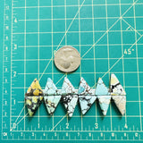 Small Mixed Triangle Mixed Turquoise, Set of 12 Dimensions