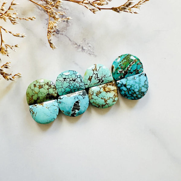Small Mixed Half Moon Mixed Turquoise, Set of 8 Background