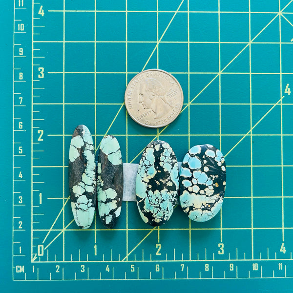 Large Mixed Mixed Mixed Turquoise, Set of 4 Dimensions