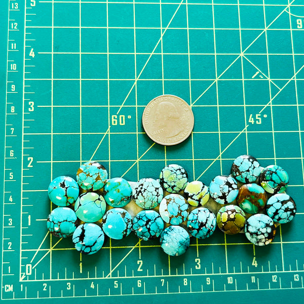 Small Mixed Round Mixed Turquoise, Set of 21 Dimensions